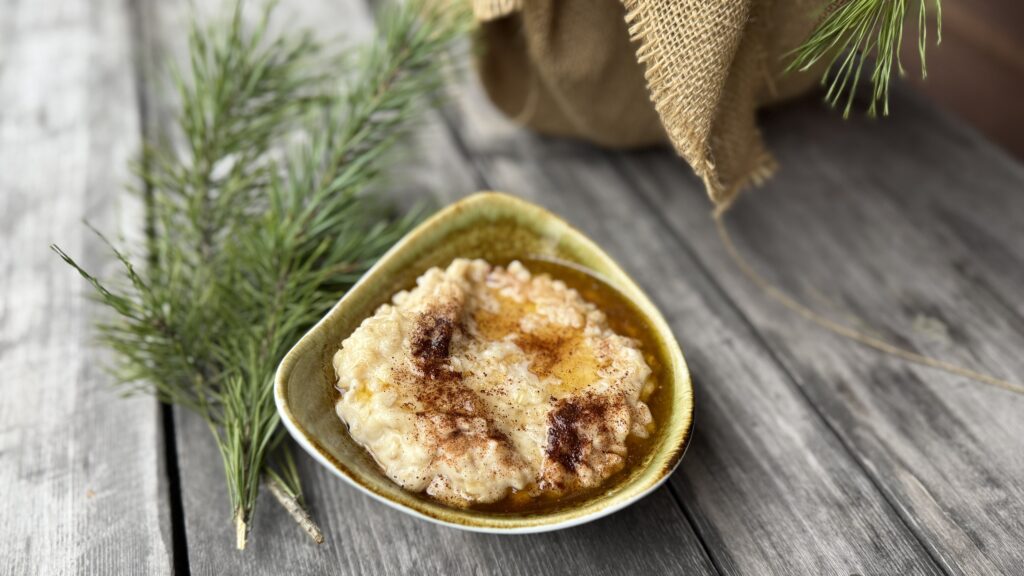 The Porridge Bar’s rice porridge with cinnamon and melted butter.