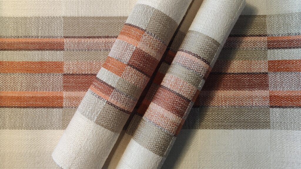 Table runners woven on a loom.